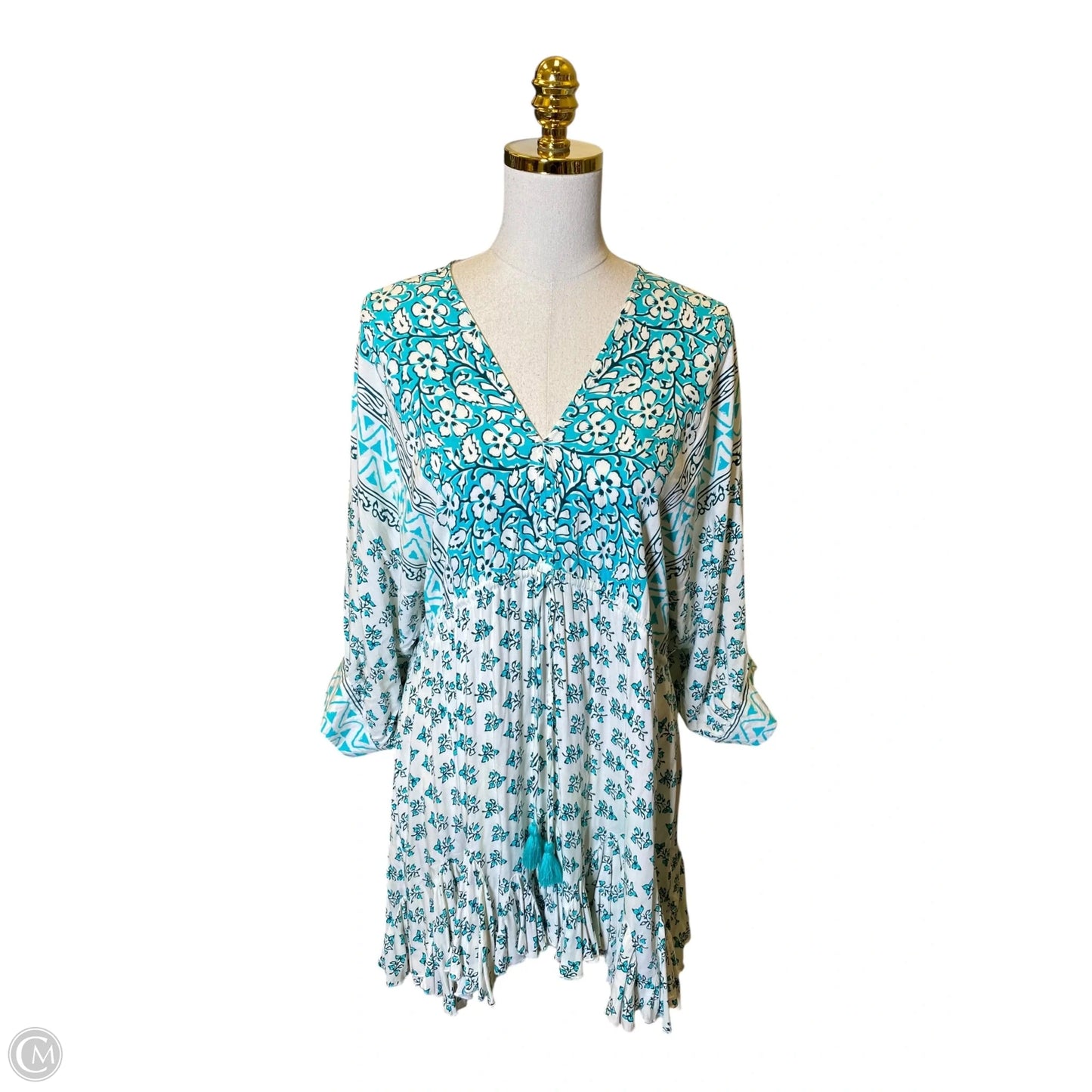 Dress Casual Midi By Aakaa In Blue & White, Size: M