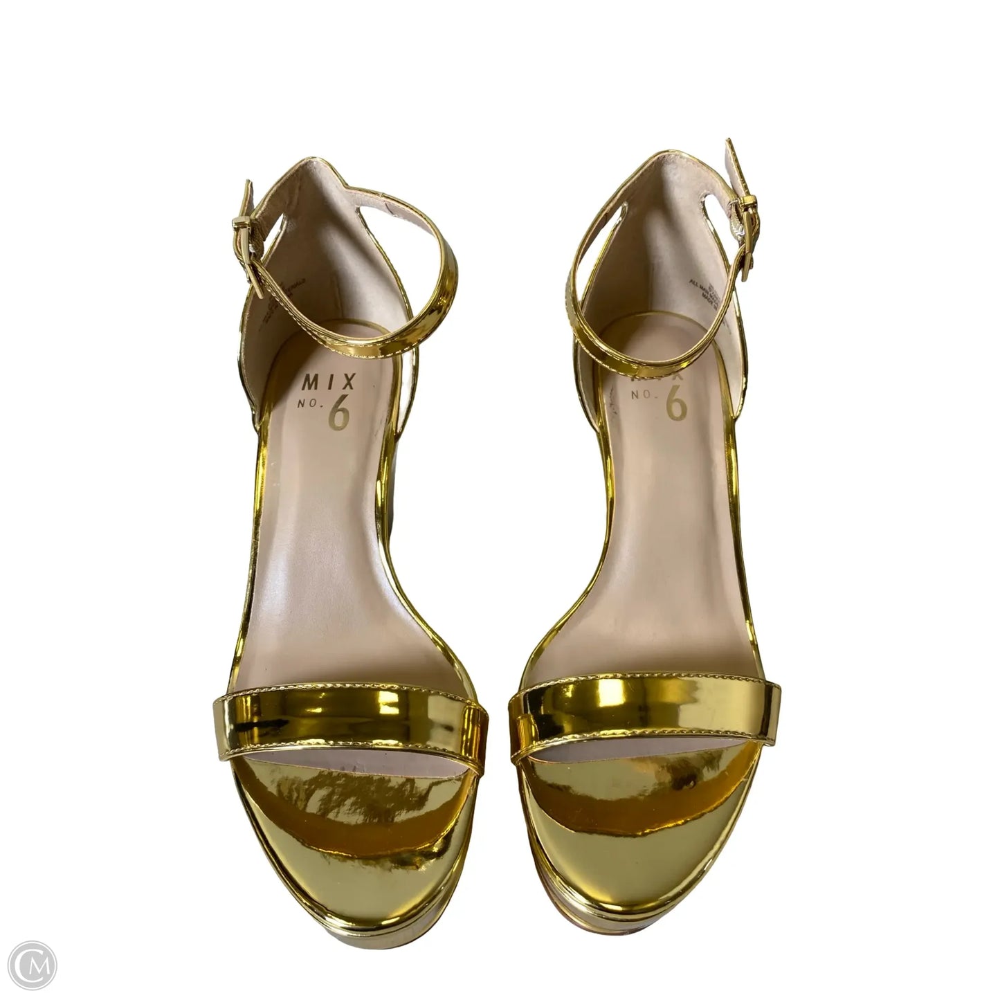 Sandals Heels Wedge By Mix No 6 In Gold, Size: 8.5