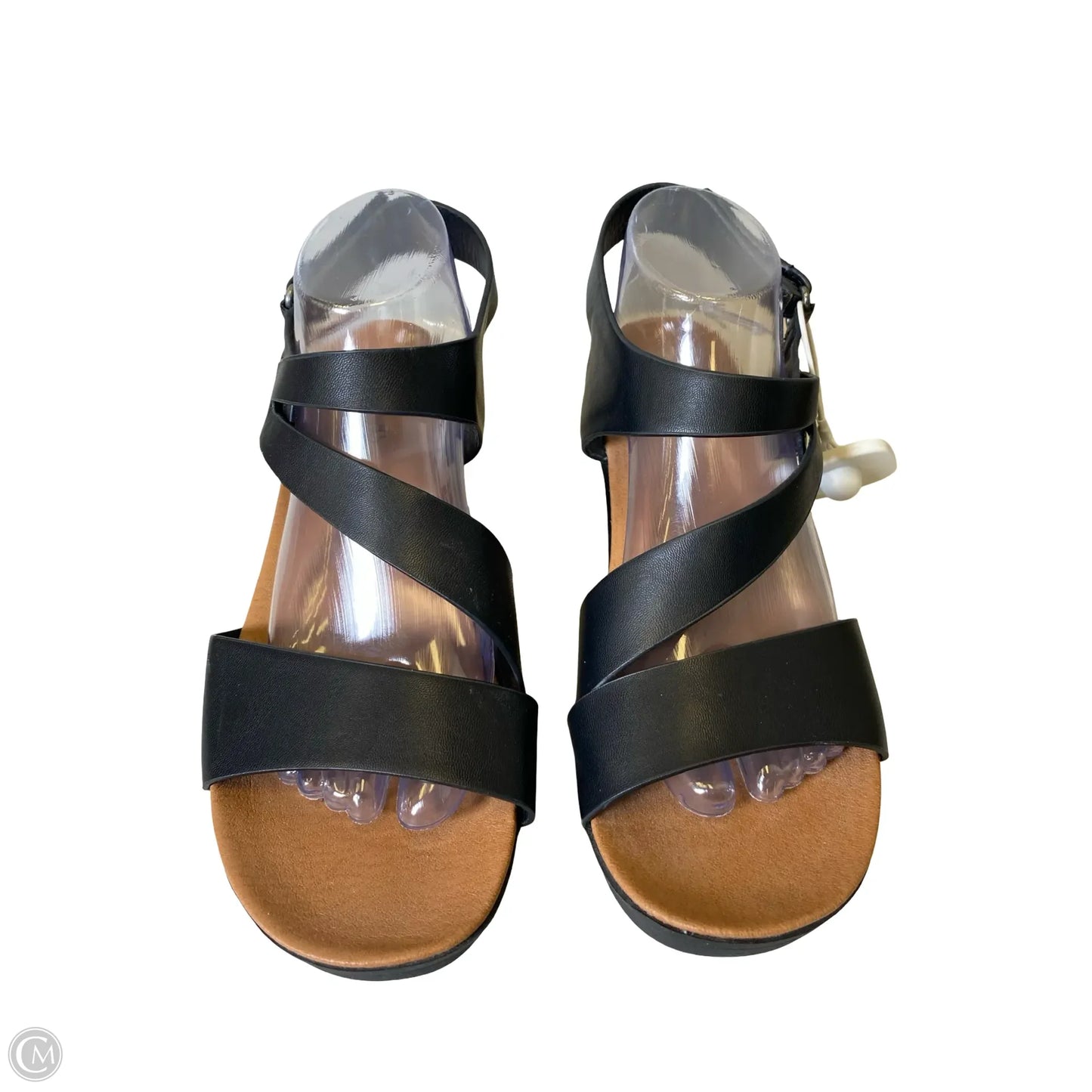 Sandals Heels Wedge By Bare Traps In Black & Tan, Size: 10