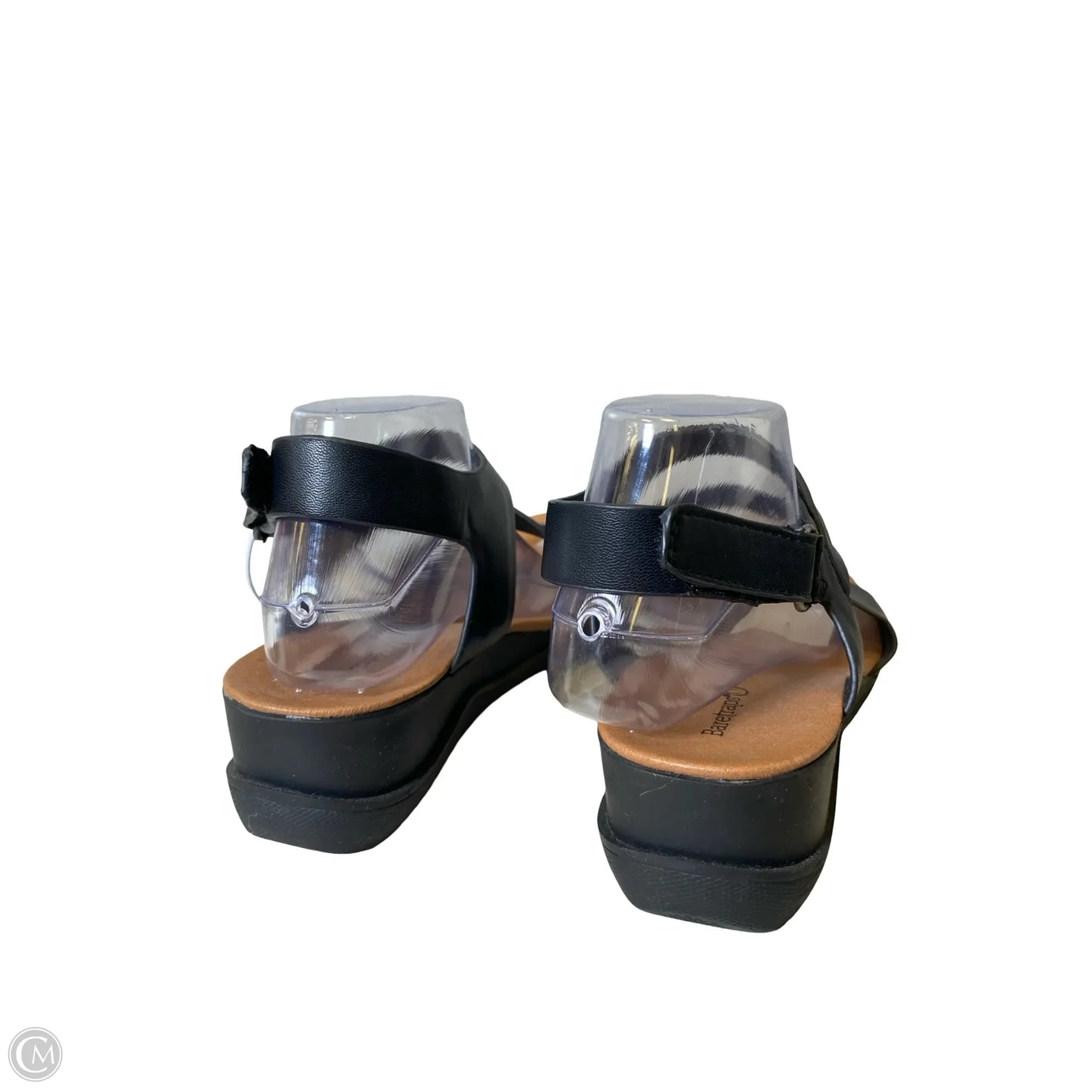 Sandals Heels Wedge By Bare Traps In Black & Tan, Size: 10