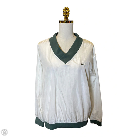 Jacket Windbreaker By Nike In Cream & Green, Size: S