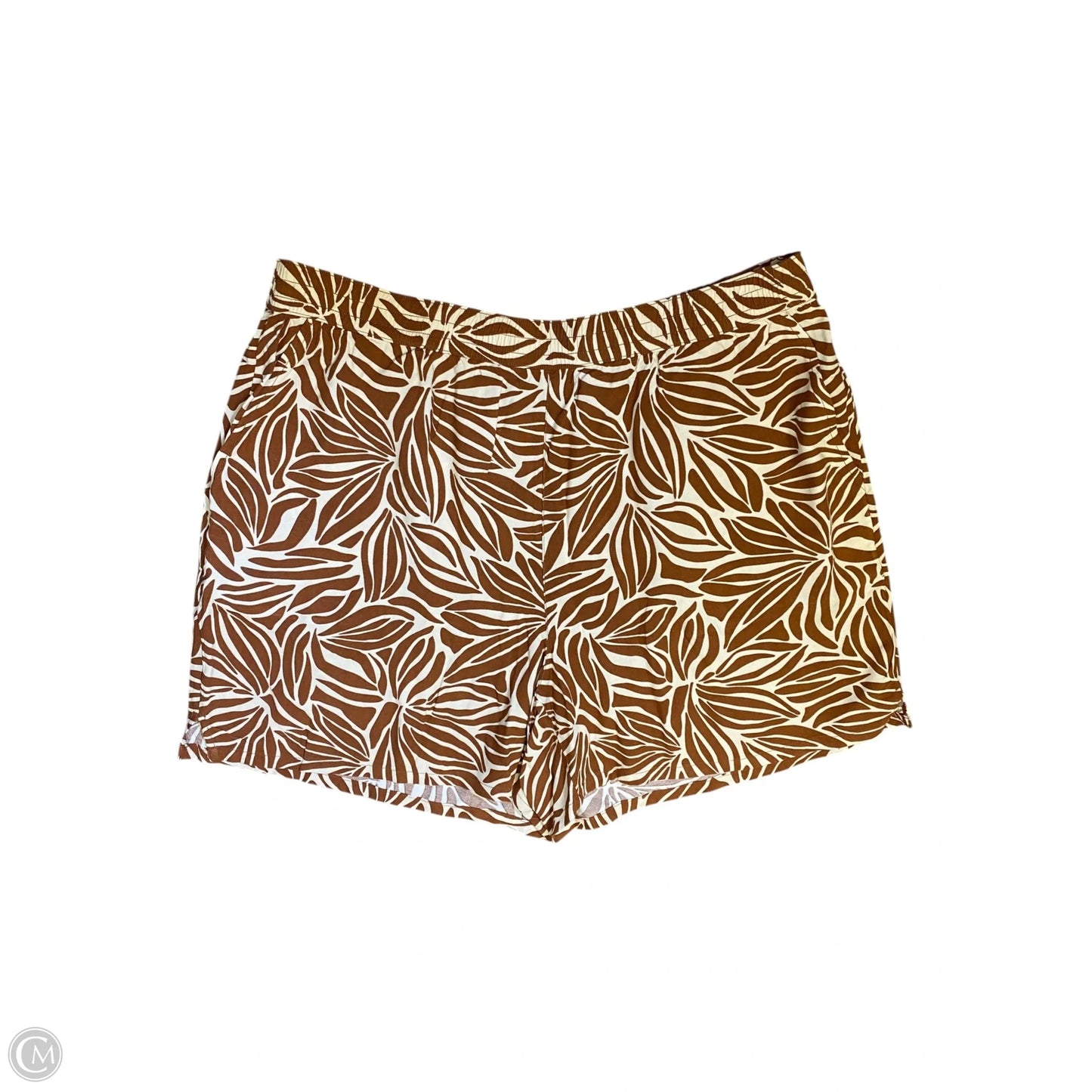 Top 2pc Short Sleeve By Lands End In Brown & Cream, Size: Xl
