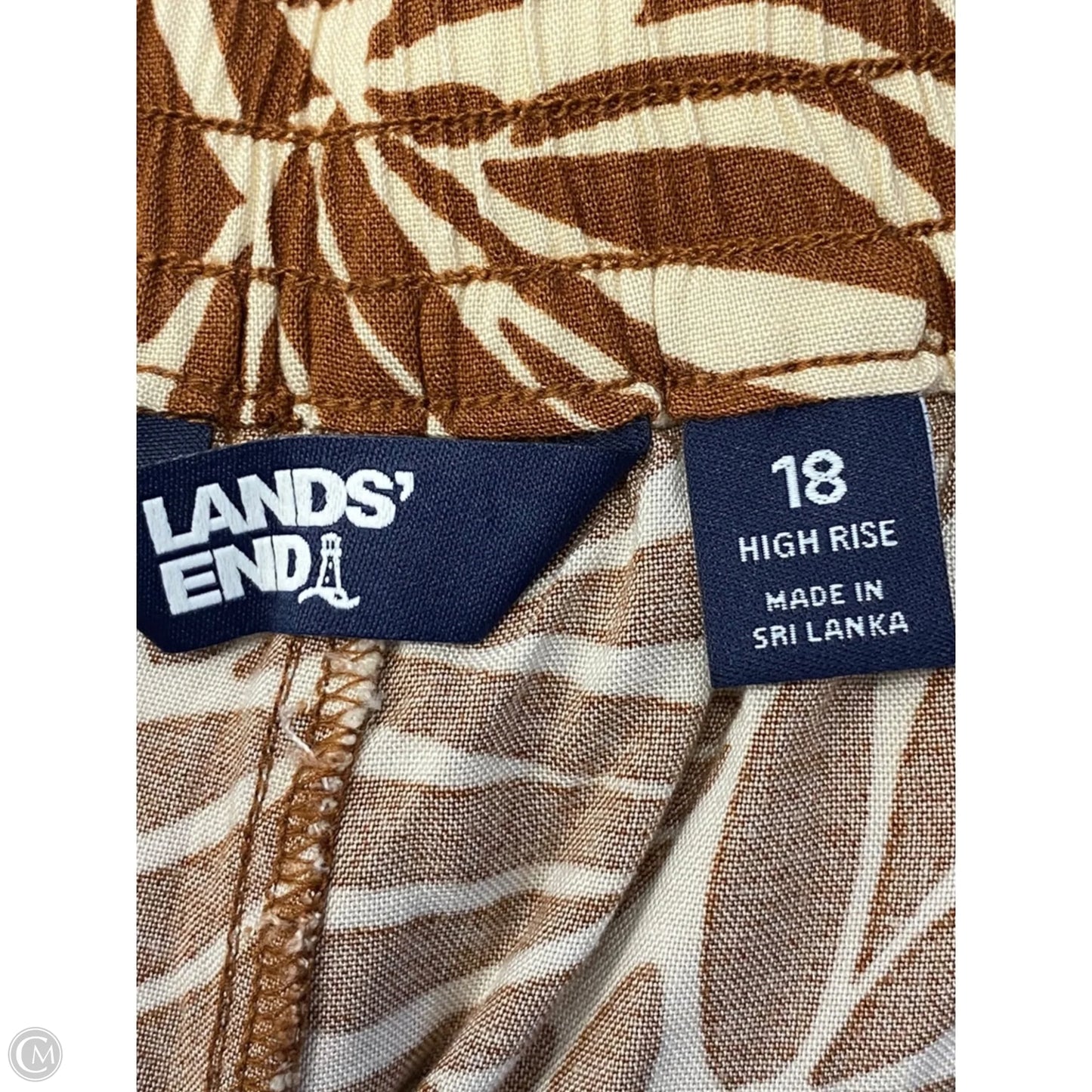 Top 2pc Short Sleeve By Lands End In Brown & Cream, Size: Xl