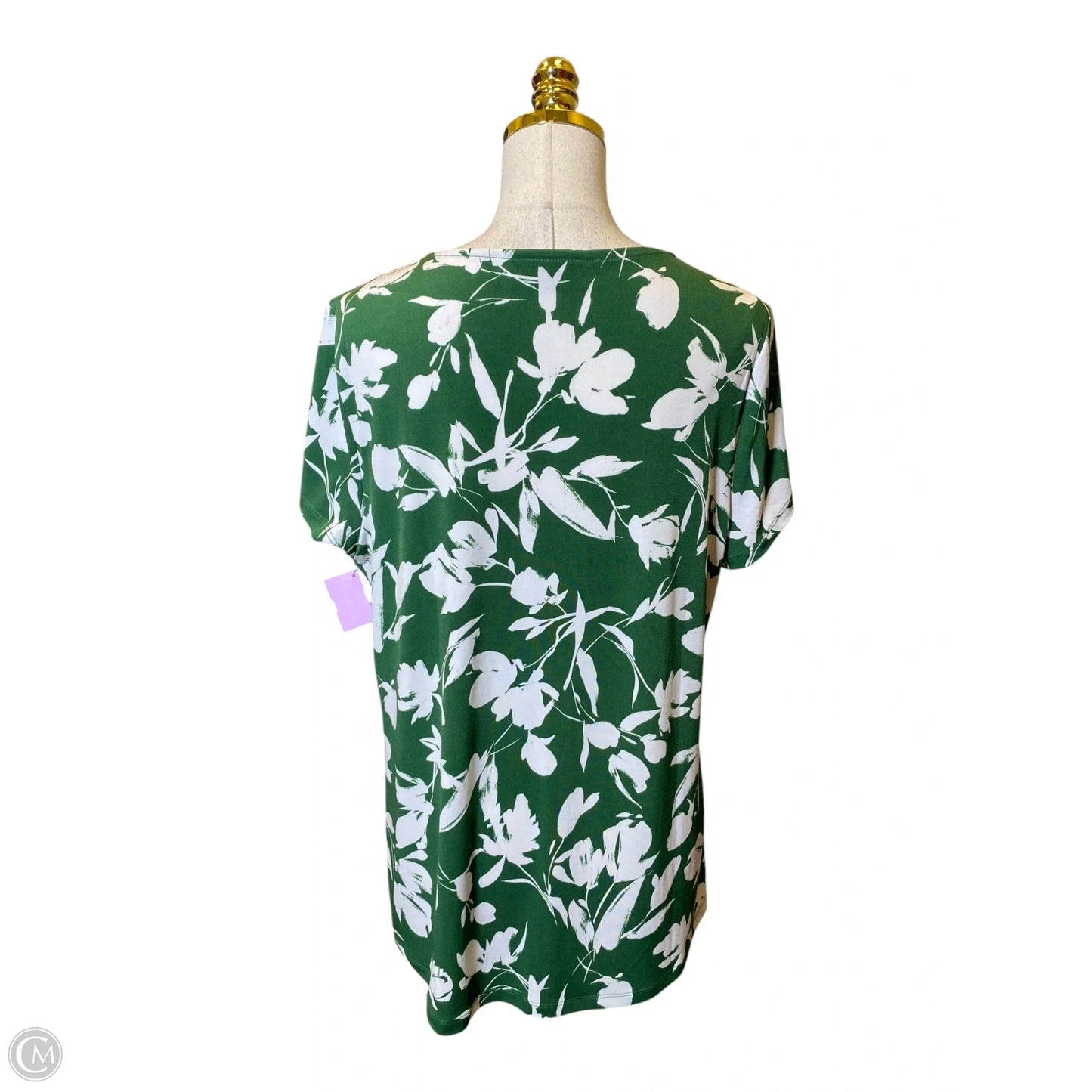 Blouse Short Sleeve By Lane Bryant In Green & White, Size: M