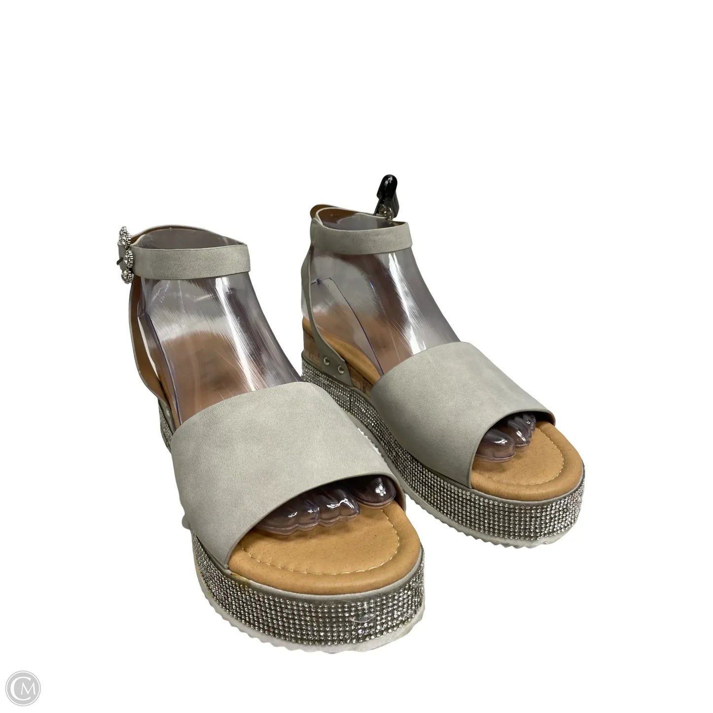 Sandals Heels Wedge By Clothes Mentor In Beige, Size: 6.5
