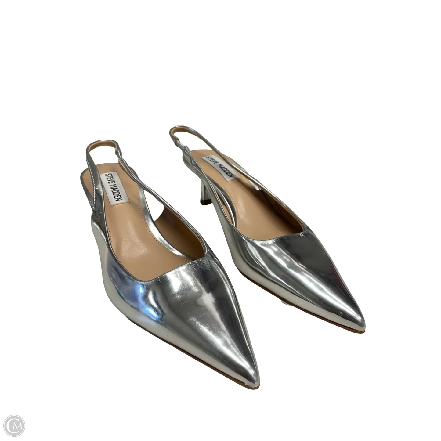 Sandals Heels Kitten By Steve Madden In Silver, Size: 6.5