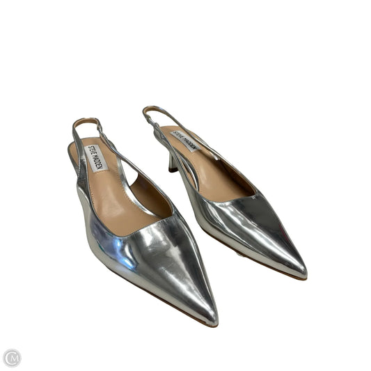 Sandals Heels Kitten By Steve Madden In Silver, Size: 6.5