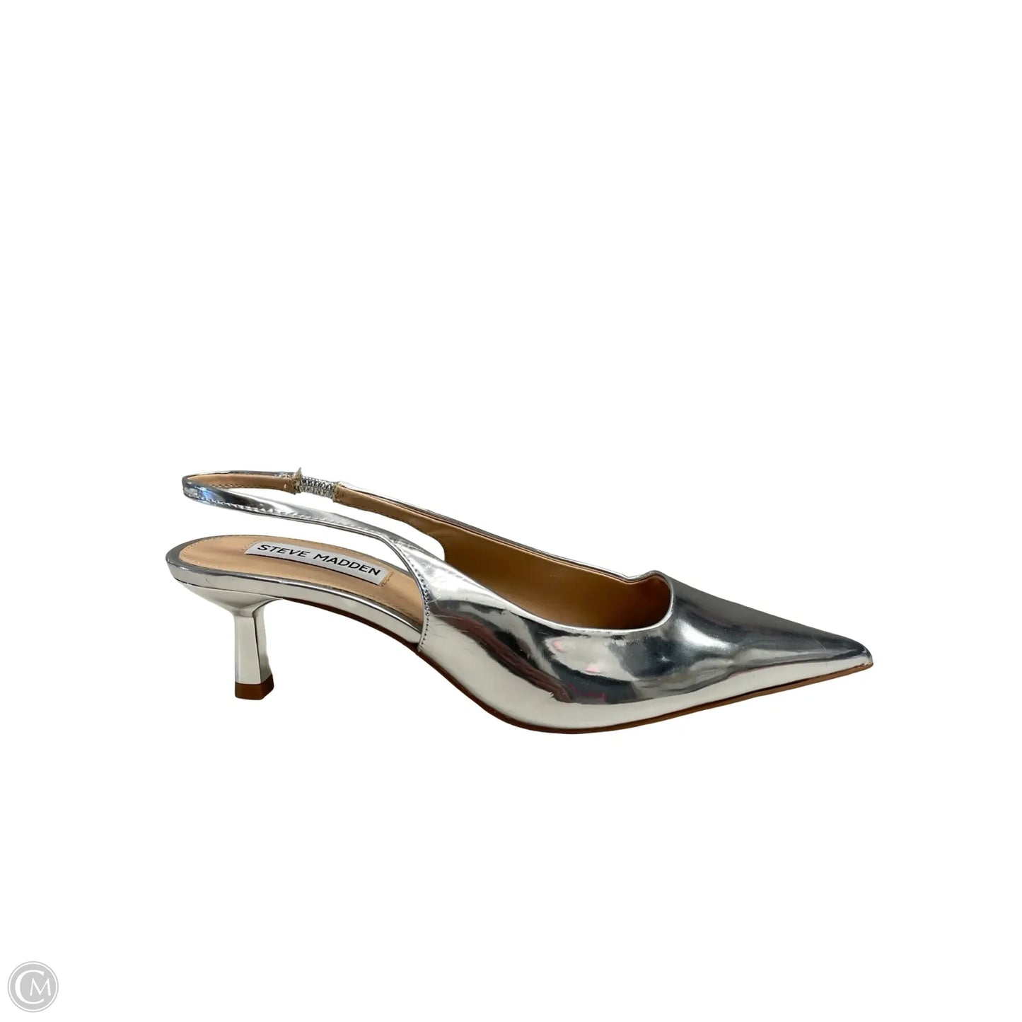 Sandals Heels Kitten By Steve Madden In Silver, Size: 6.5
