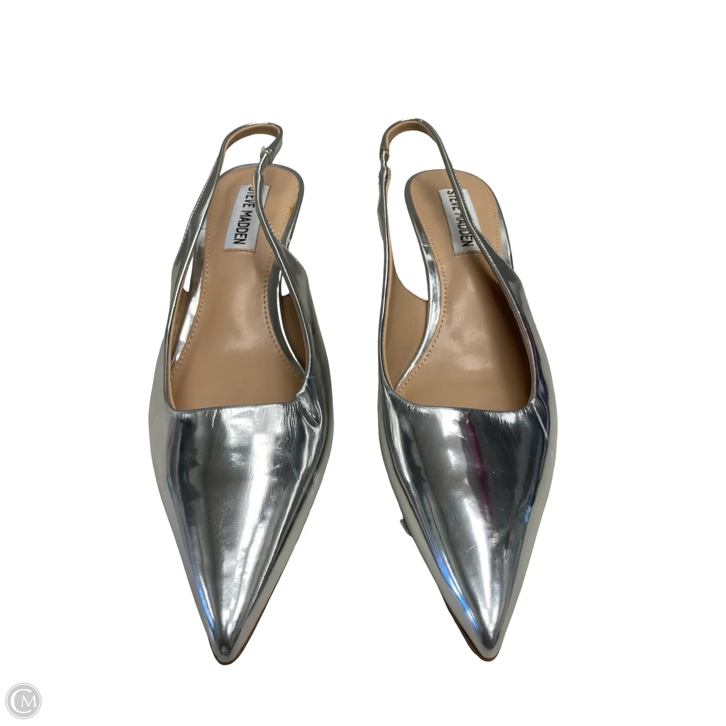 Sandals Heels Kitten By Steve Madden In Silver, Size: 6.5
