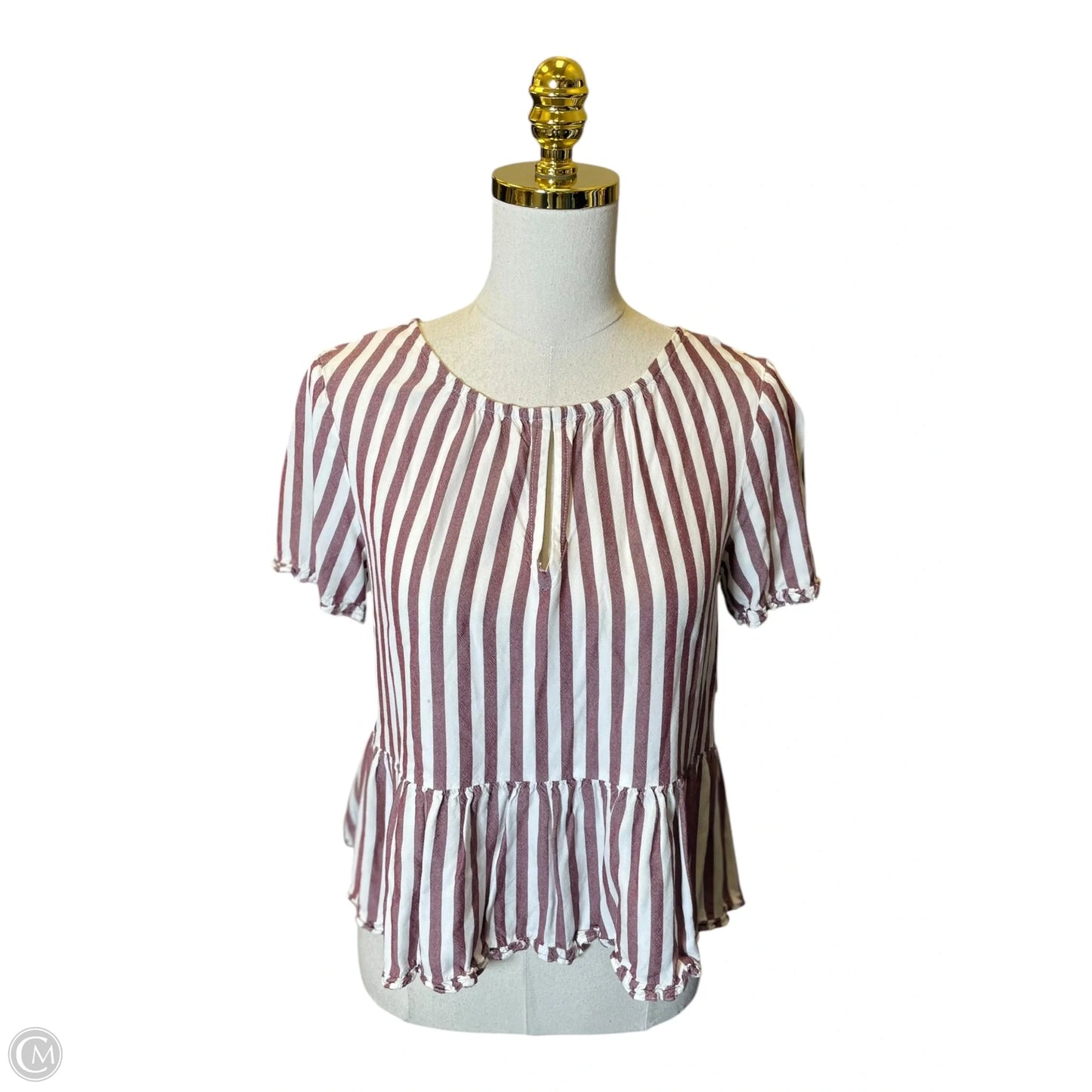Blouse Short Sleeve By Madewell In Red & White, Size: S
