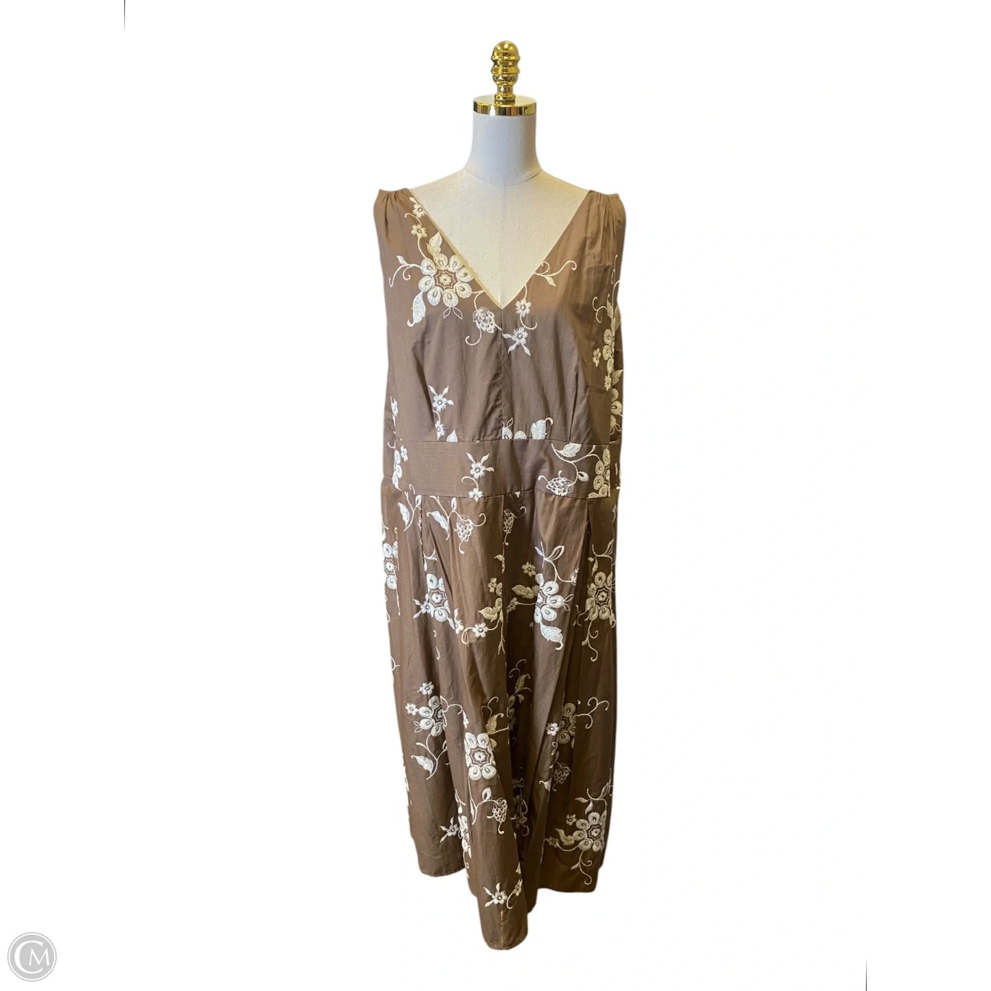 Dress Casual Midi By Dressbarn In Brown & Cream, Size: 3x