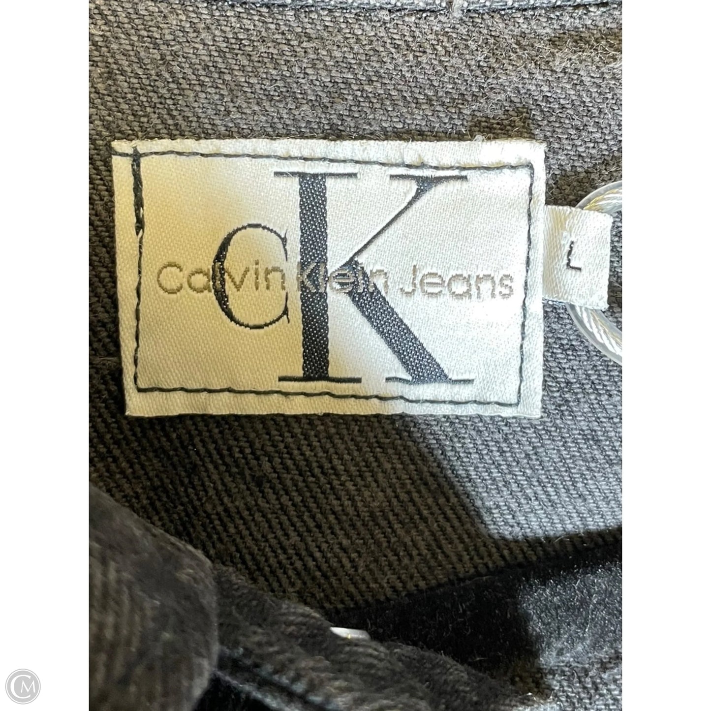 Jacket Denim By Calvin Klein In Black Denim, Size: L