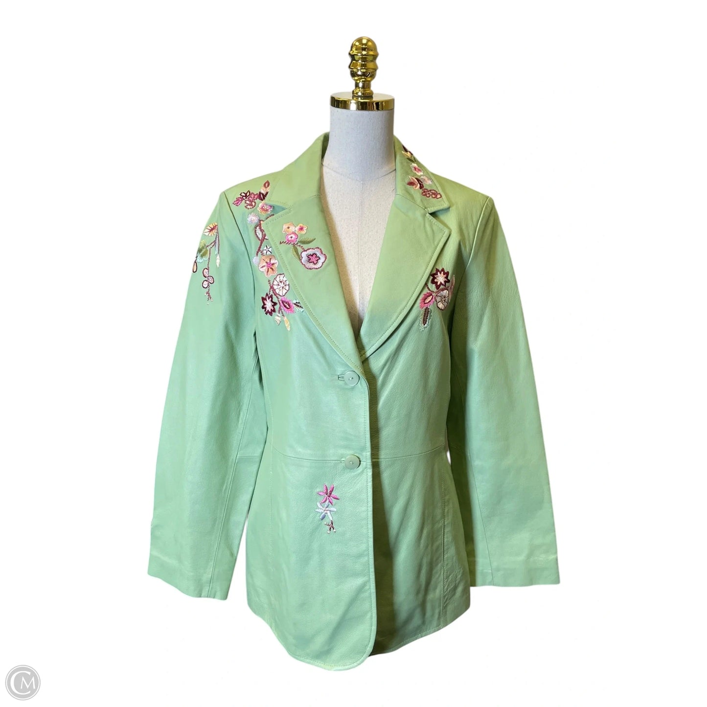 Jacket Leather By Clothes Mentor In Green, Size: M