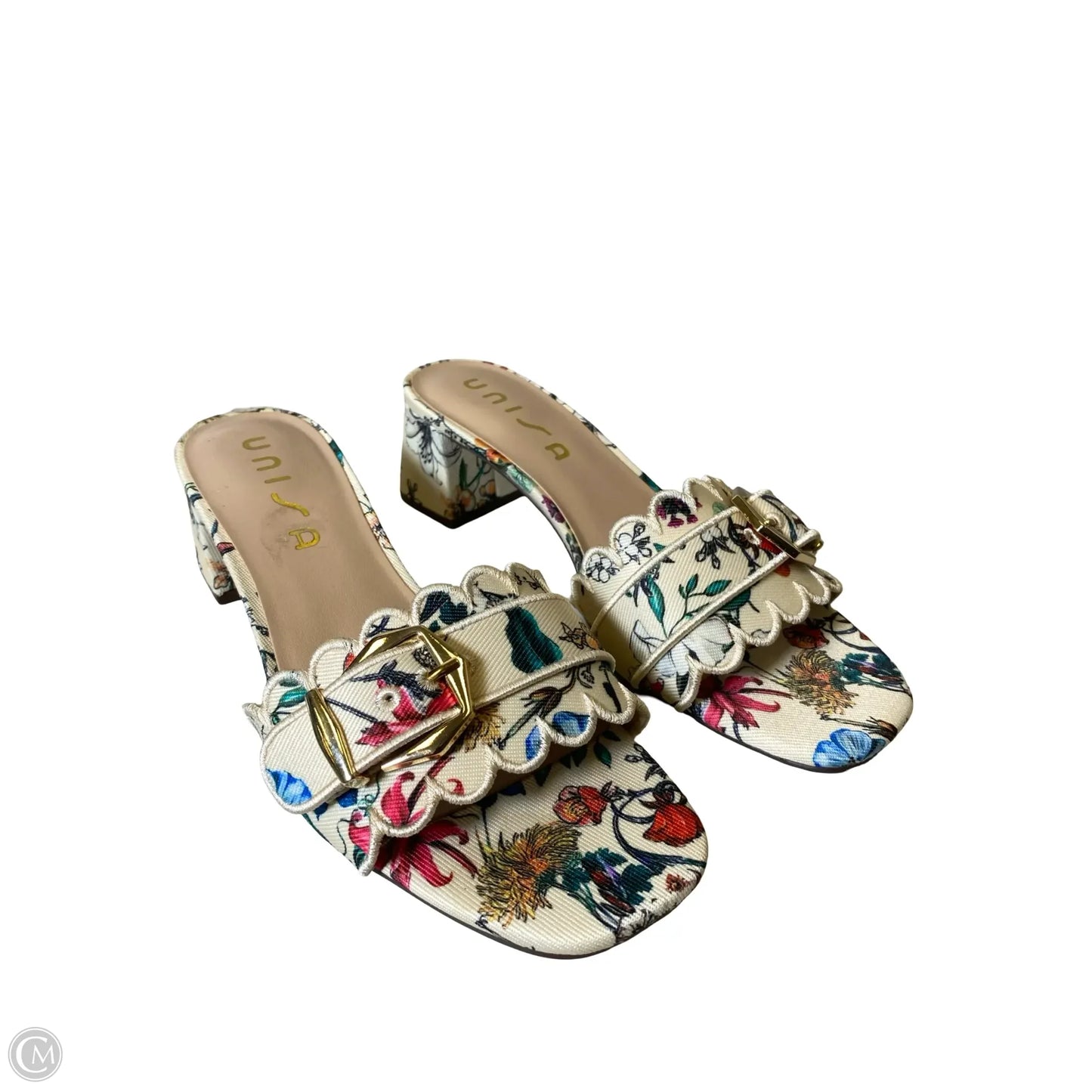Sandals Heels Block By Unisa In Floral Print, Size: 9