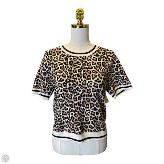 Sweater Short Sleeve By Adrianna Papell In Animal Print, Size: L
