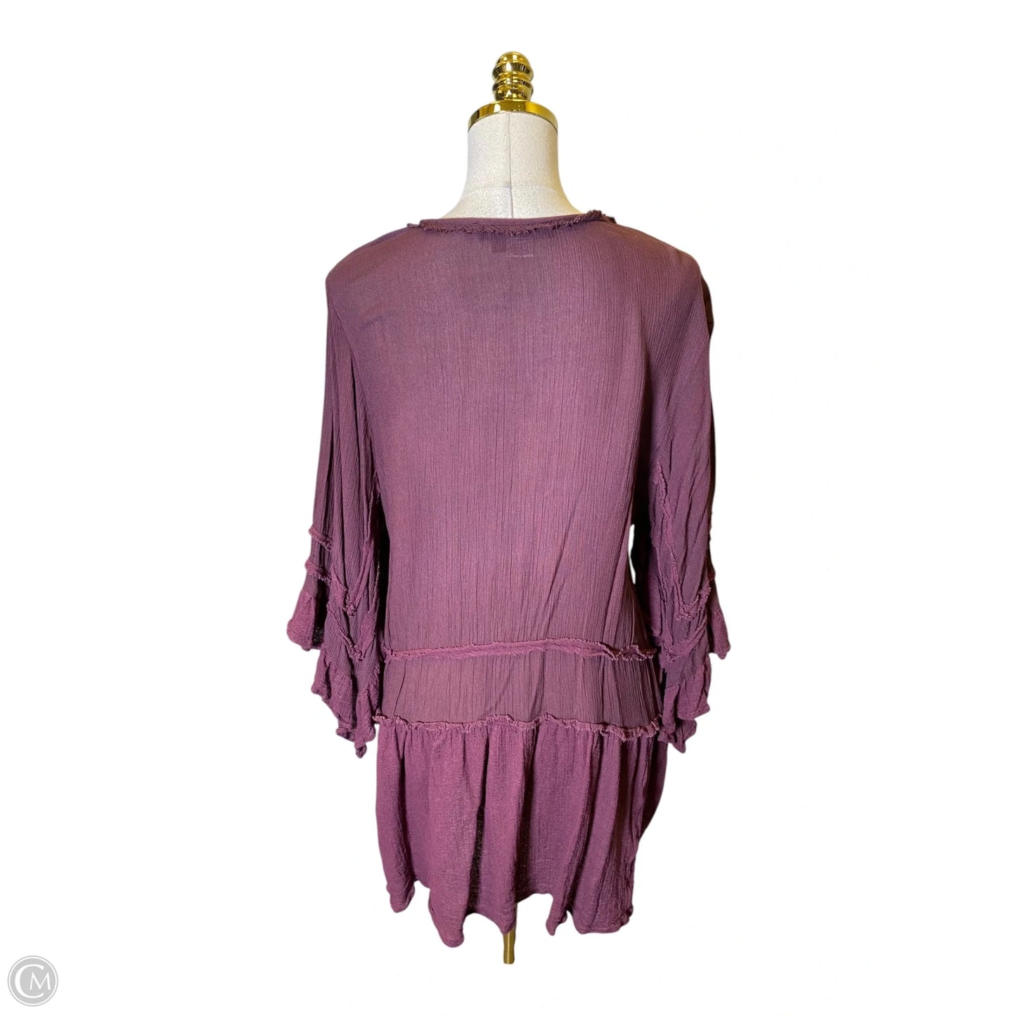 Blouse 3/4 Sleeve By Clothes Mentor In Maroon, Size: L