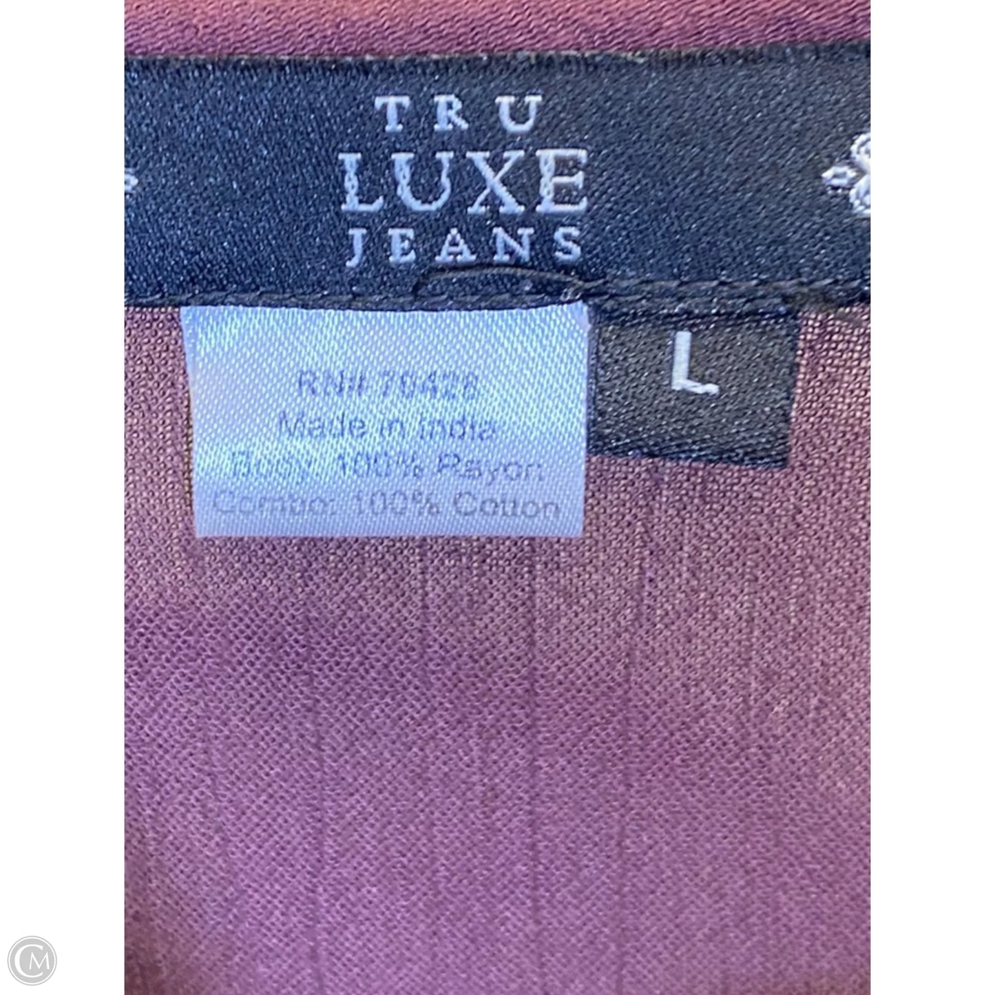 Blouse 3/4 Sleeve By Clothes Mentor In Maroon, Size: L