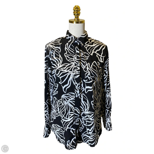 Top Long Sleeve By Nine West In Black & White, Size: S
