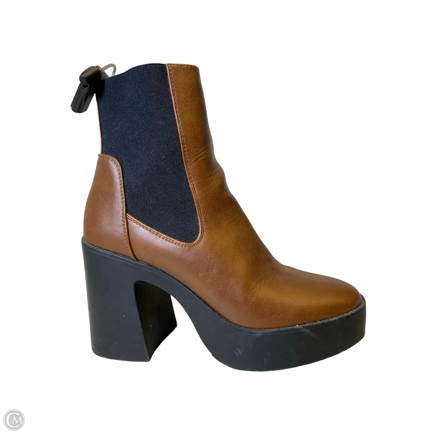 Boots Mid-calf Heels By Bamboo In Black & Brown, Size: 8.5