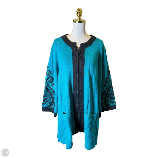 Cardigan By Bob Mackie Qvc In Black & Green, Size: 2x