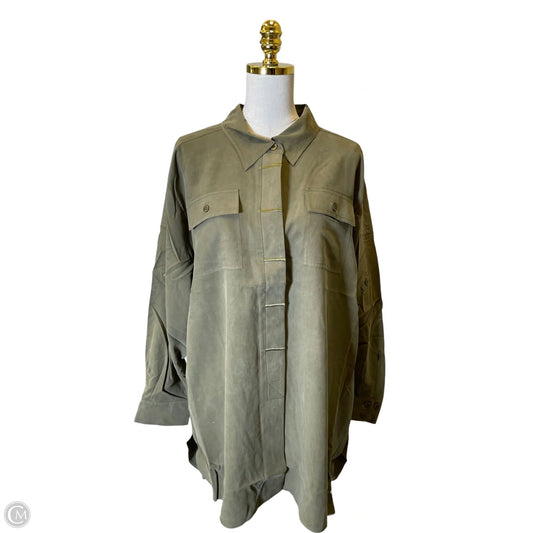Blouse Long Sleeve By Linea By Louis Dellolio In Green, Size: 2x