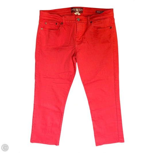 Jeans Straight By Lucky Brand In Red Denim, Size: 12