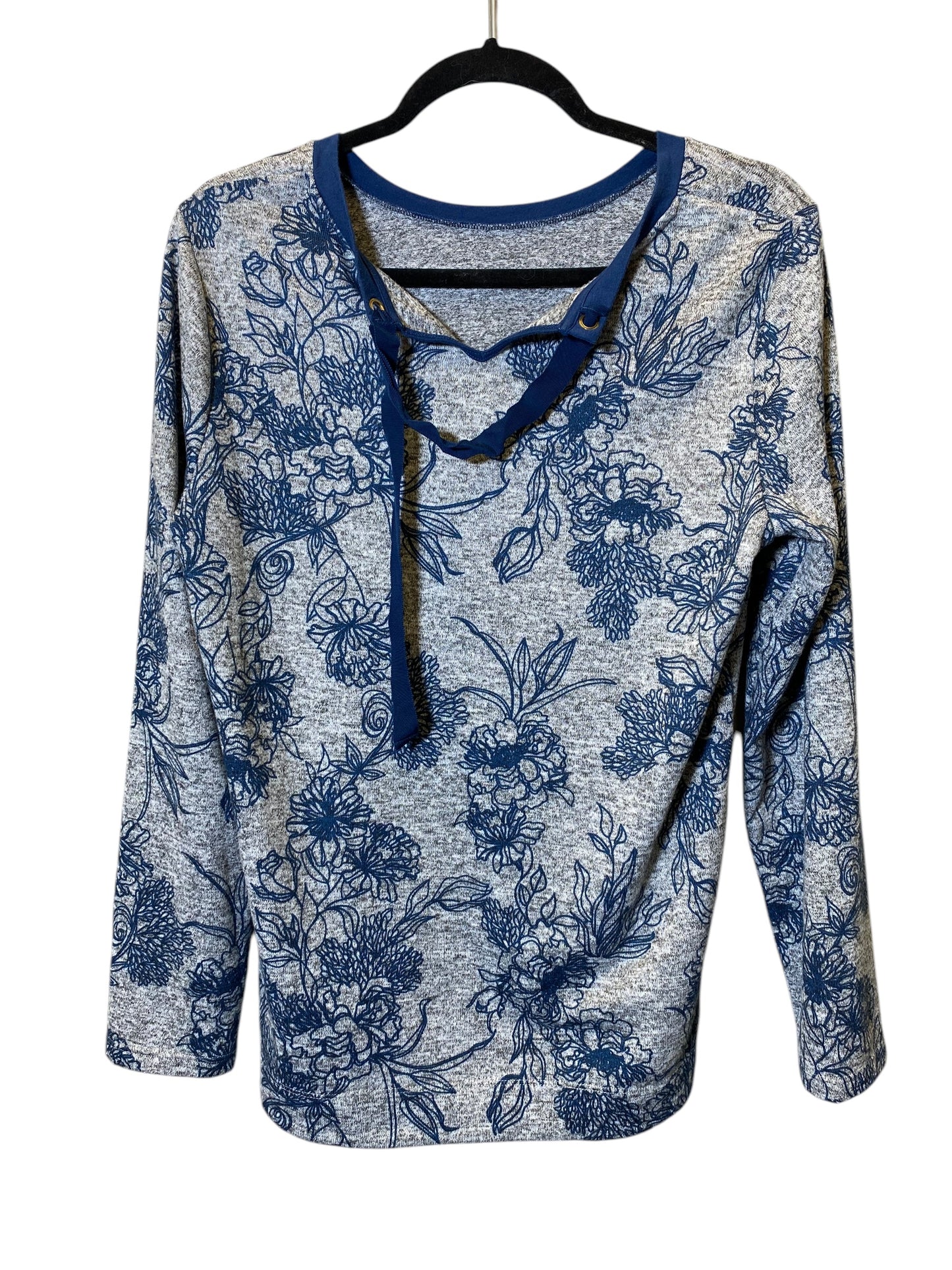 Top Long Sleeve By St Johns Bay In Blue & Grey, Size: M