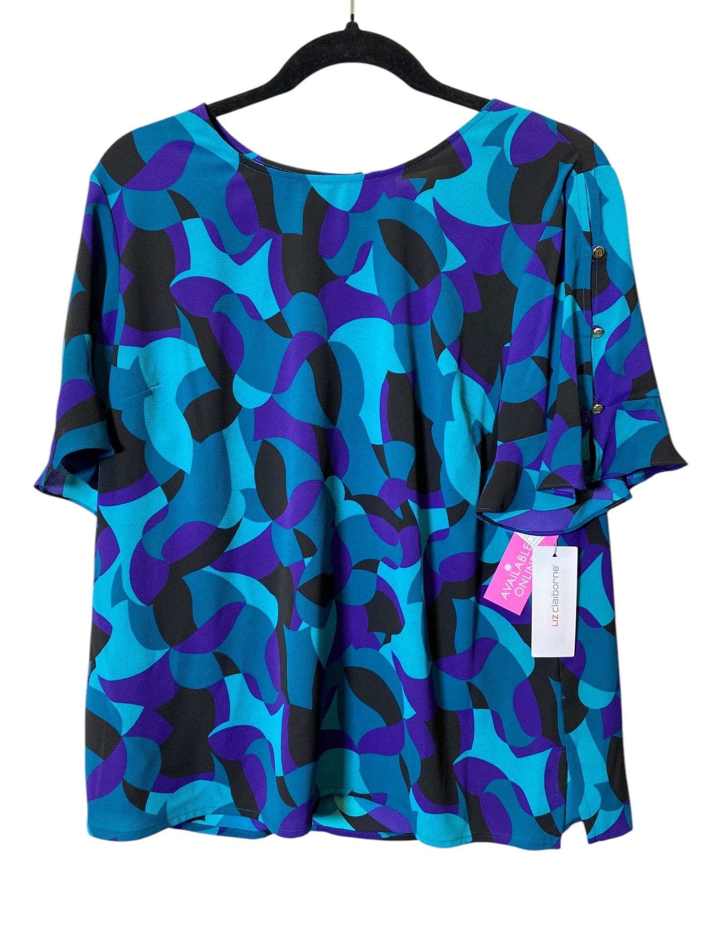 Top Short Sleeve By Liz Claiborne In Blue & Purple, Size: L