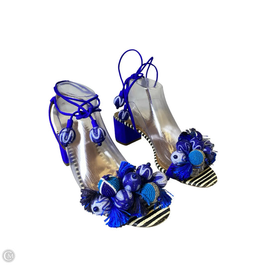 Sandals Designer By Aquazzura In Blue & Brown, Size: 8.5