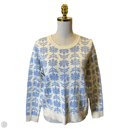 Sweater By Adrianna Papell In Blue & Cream, Size: M