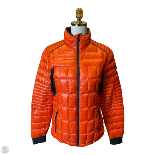 Jacket Puffer & Quilted By Emporio Armani In Black & Orange, Size: S