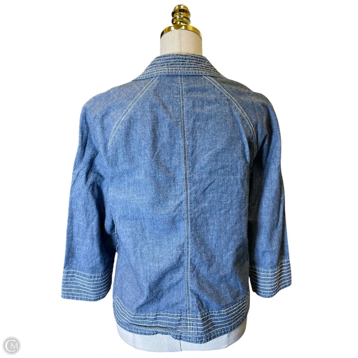 Blazer By Chicos In Blue Denim, Size: M