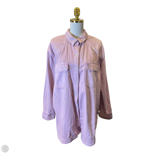 Jacket Shirt By Free People In Purple Denim, Size: L