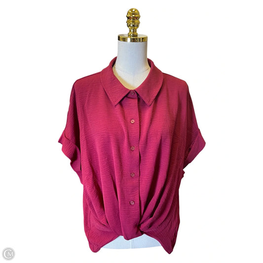 Blouse Short Sleeve By Dkny In Maroon, Size: Xl