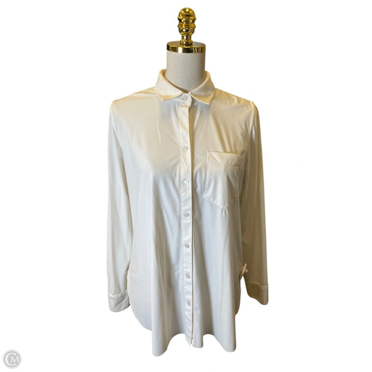 Blouse Long Sleeve By Chicos In White, Size: M