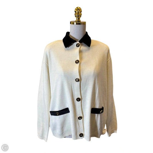 Cardigan By Clothes Mentor In Black & Cream, Size: L