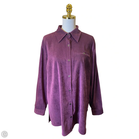 Blouse Long Sleeve By Real Comfort In Purple, Size: Xl