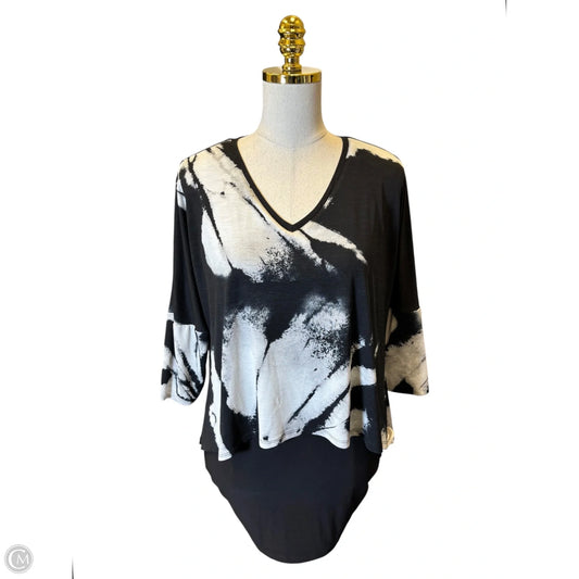 Blouse 3/4 Sleeve By Frank Lyman In Black & Grey, Size: S