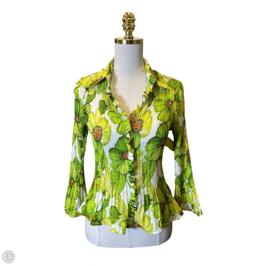 Blouse Long Sleeve By Allison Taylor In Green & Yellow, Size: S