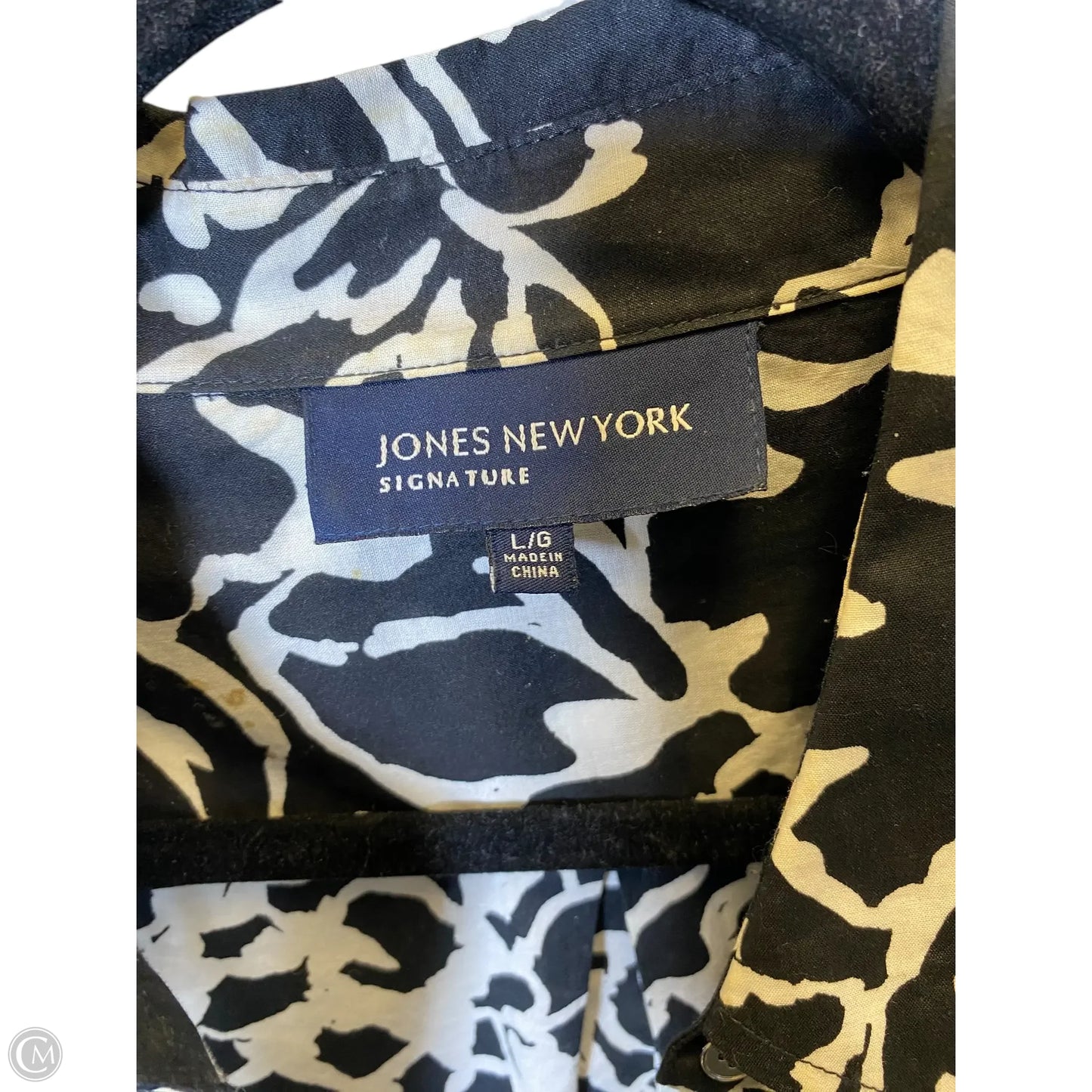 Jacket Shirt By Jones New York In Black & White, Size: L