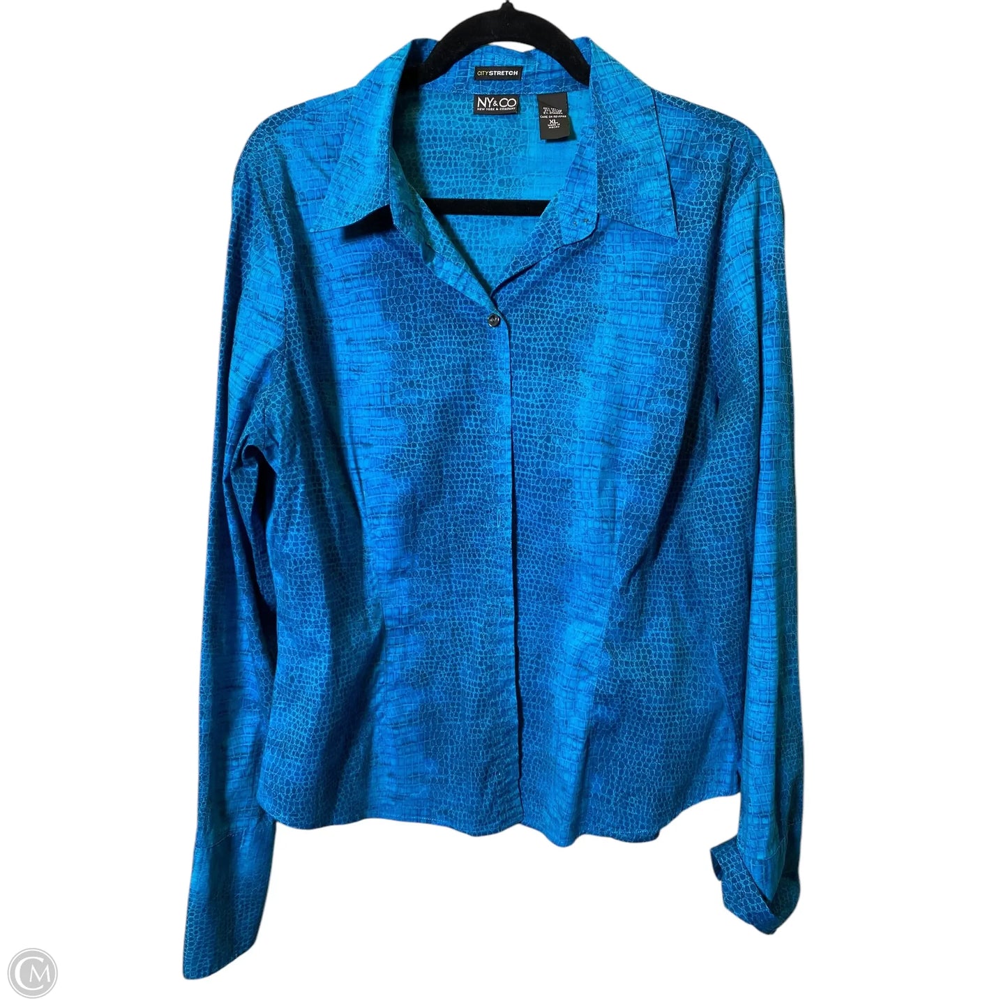 Jacket Shirt By New York And Co In Blue, Size: Xl