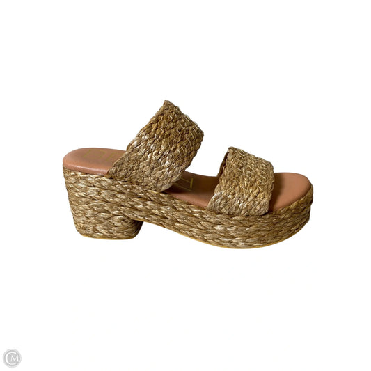 Sandals Heels Block By Clothes Mentor In Tan, Size: 7