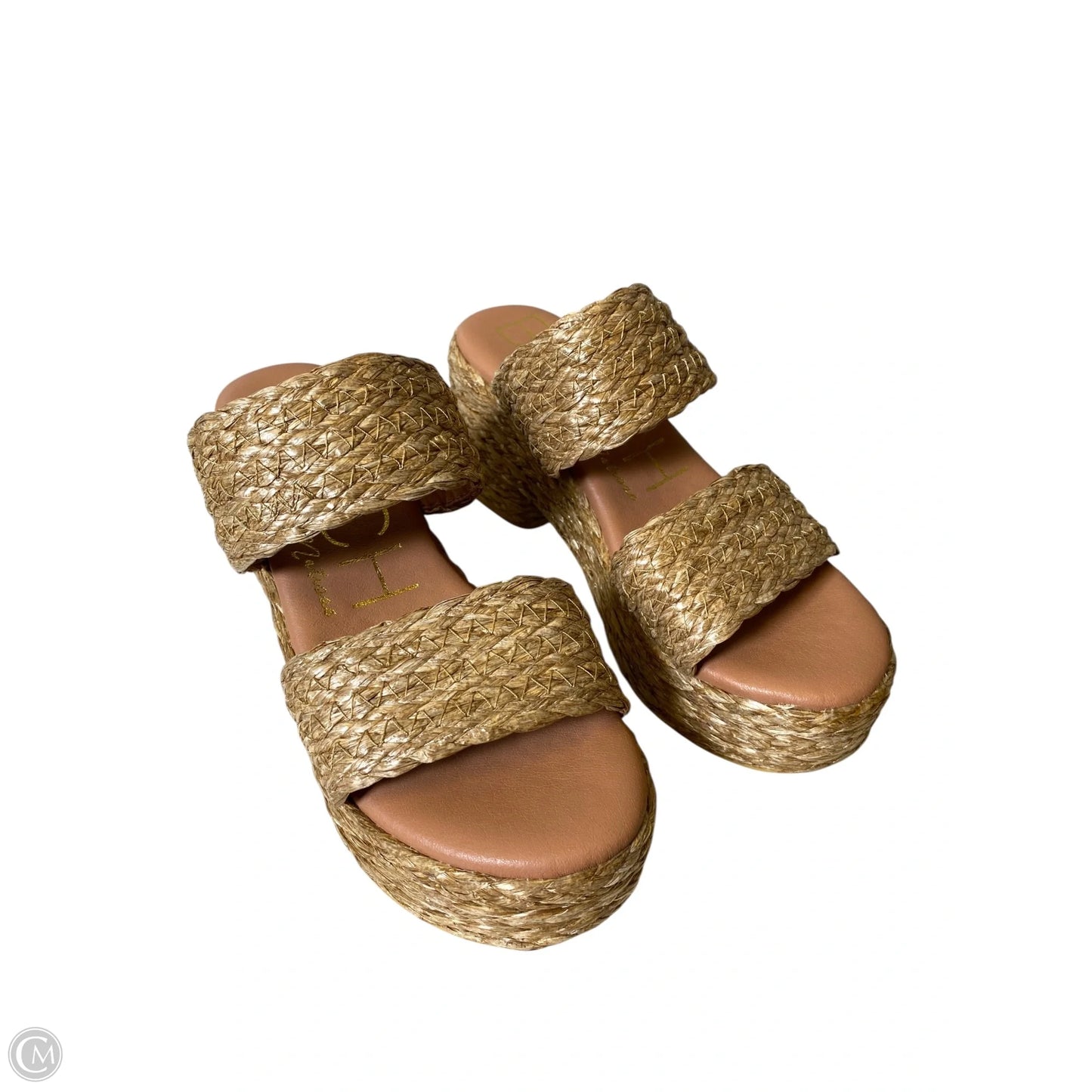 Sandals Heels Block By Clothes Mentor In Tan, Size: 7