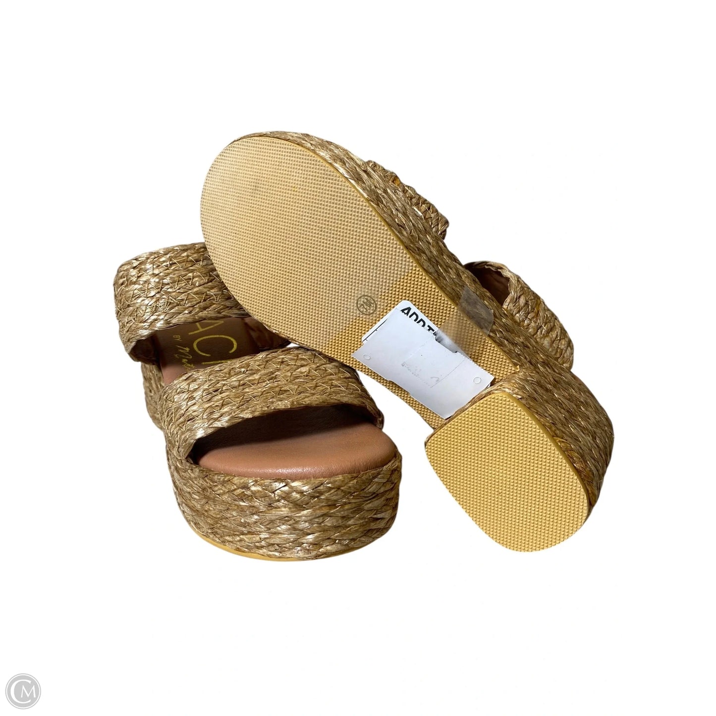 Sandals Heels Block By Clothes Mentor In Tan, Size: 7
