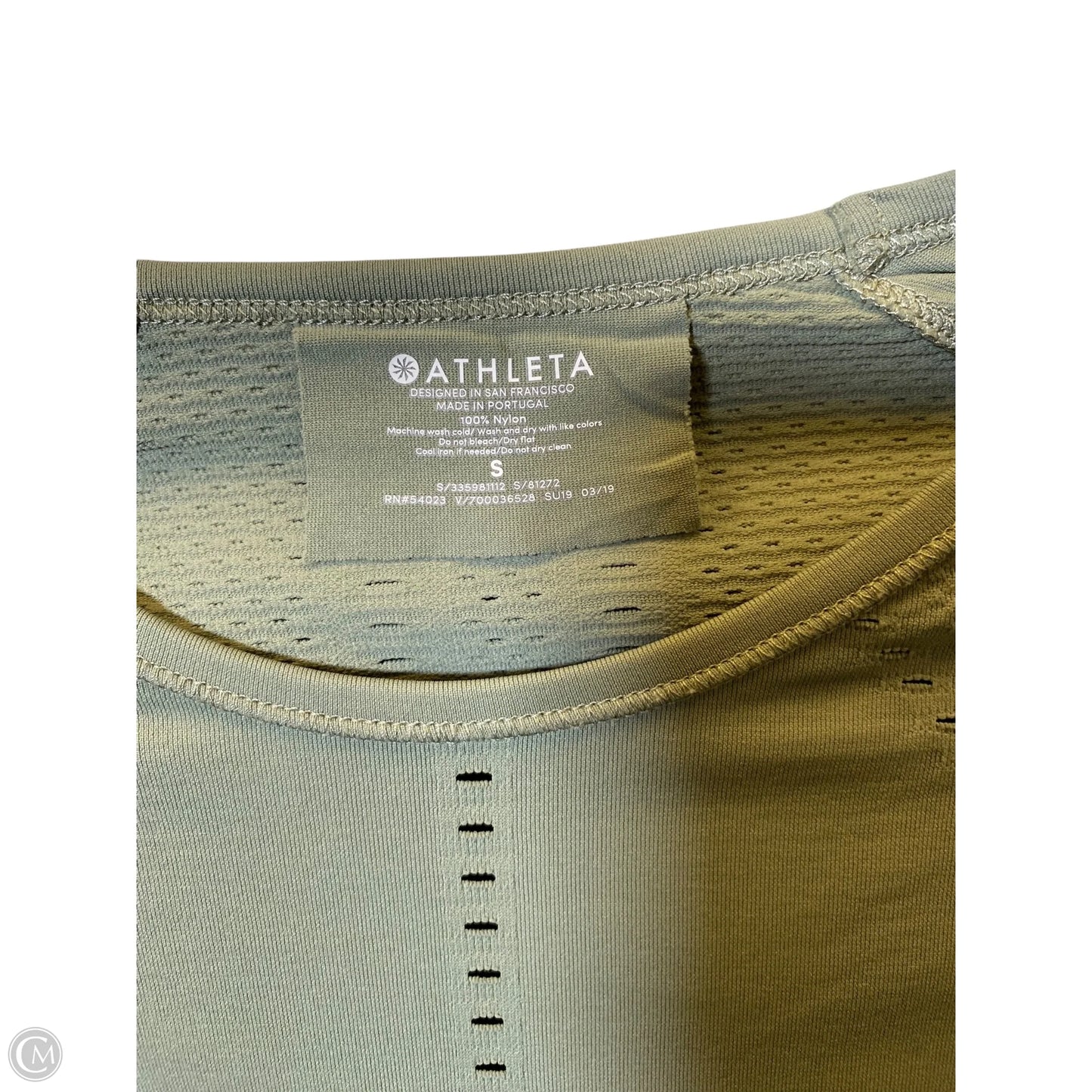 Athletic Top Short Sleeve By Athleta In Green, Size: S