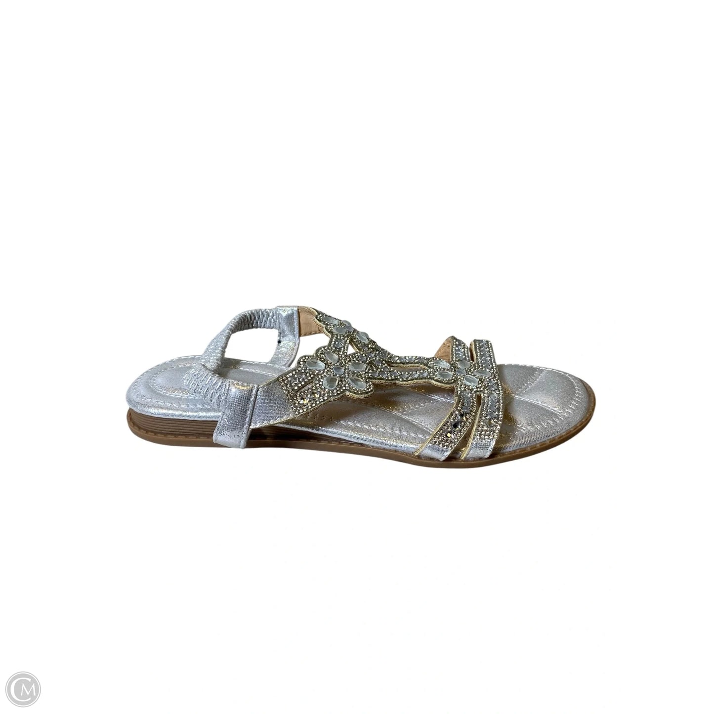 Sandals Flats By Clothes Mentor In Silver, Size: 8.5