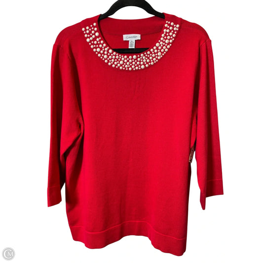 Sweater By Calvin Klein In Red, Size: Xl
