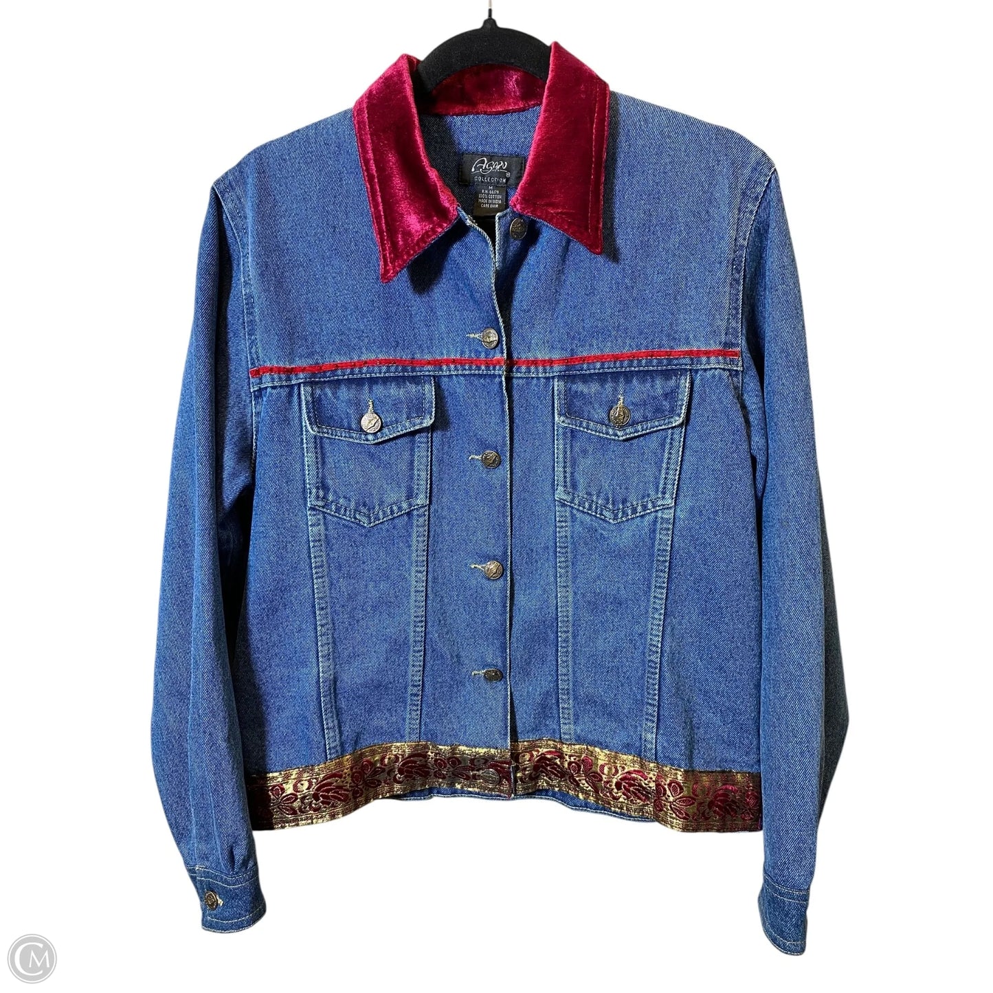 Jacket Denim By Agapo In Blue & Red, Size: M