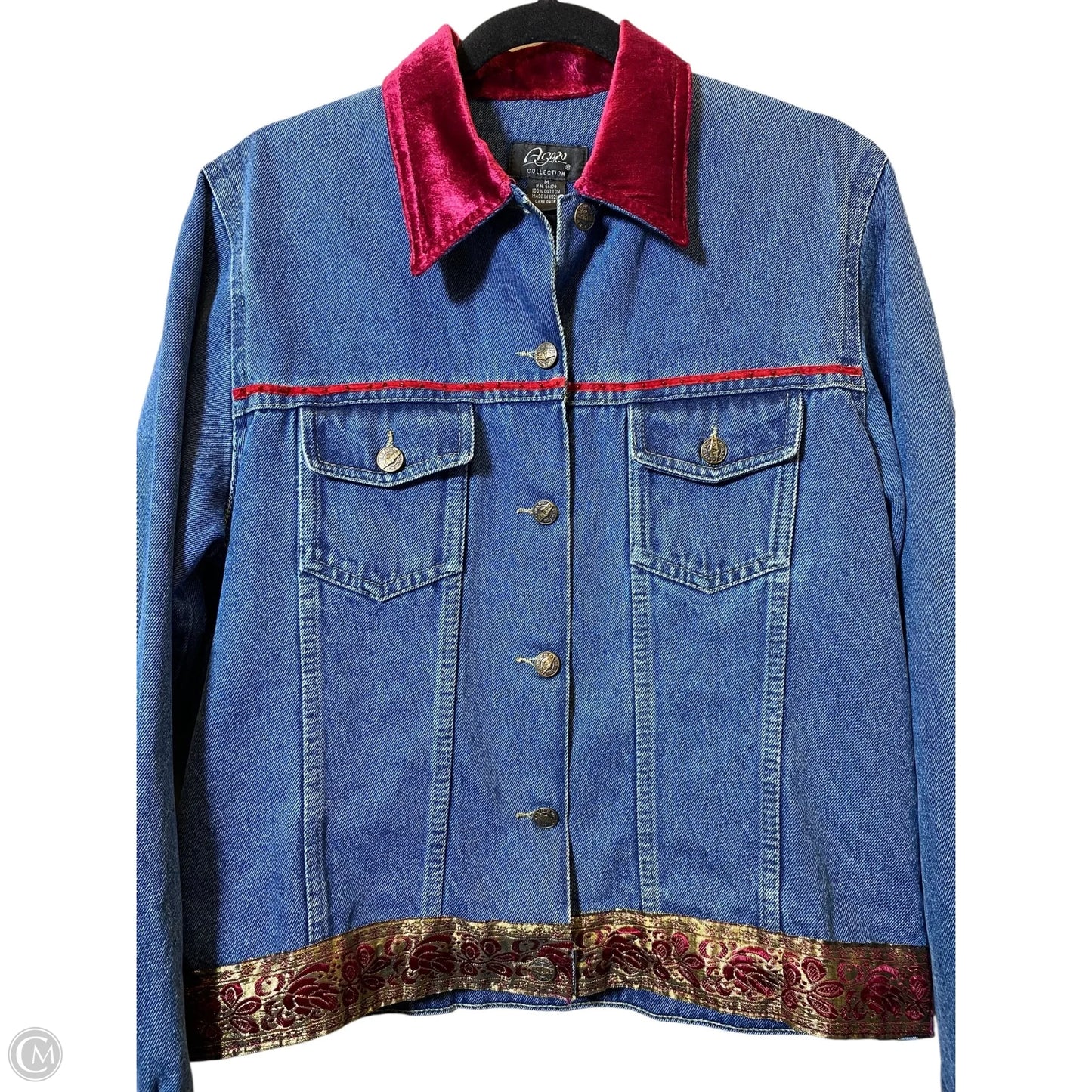 Jacket Denim By Agapo In Blue & Red, Size: M