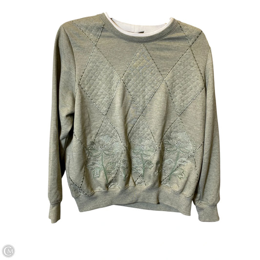 Sweater By Alfred Dunner In Green & White, Size: M